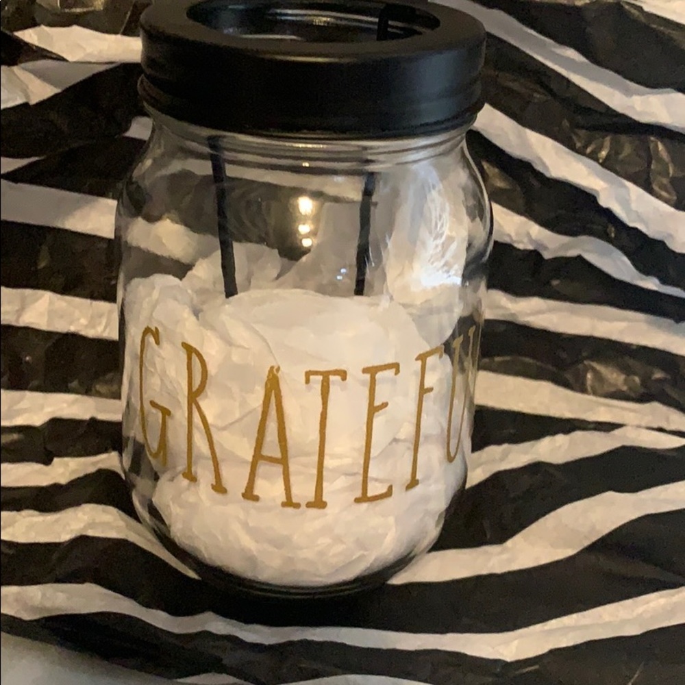 Grateful Mason Jar Candle Holder